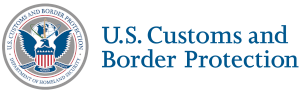 美国海关与边境保护局印章：美国国土安全部。CBP.gov主页链接
