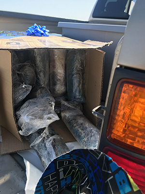 Photo of wrapped boxes containing suspected meth