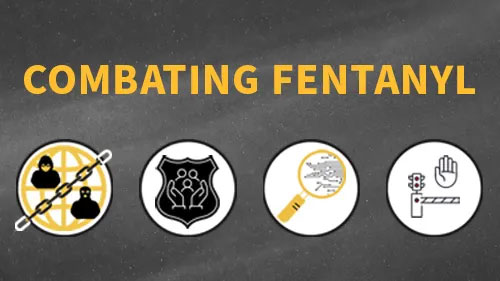 Fentanyl symbols with text that reads Combatting Fentanyl