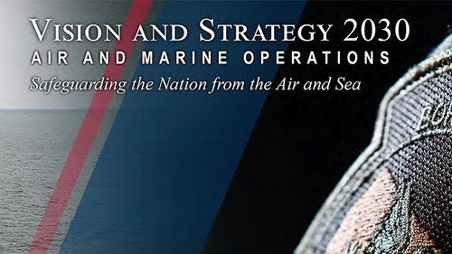 An AMO air asset with the cover of the new AMO vision strategy 2030