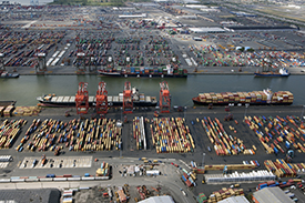 Keeping trade lanes open is a top priority for CBP during the COVID-19 pandemic. The port of New York/ Newark, pictured above, is the third largest seaport in the U.S. 