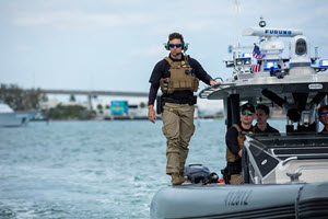 Members of CBP's Air and Marine Operations conduct enhanced security measures leading up to Super Bowl LIV in Miami earlier this year.
