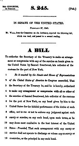 Bill authorizing settlement of the Swartwout accounts, 1840.