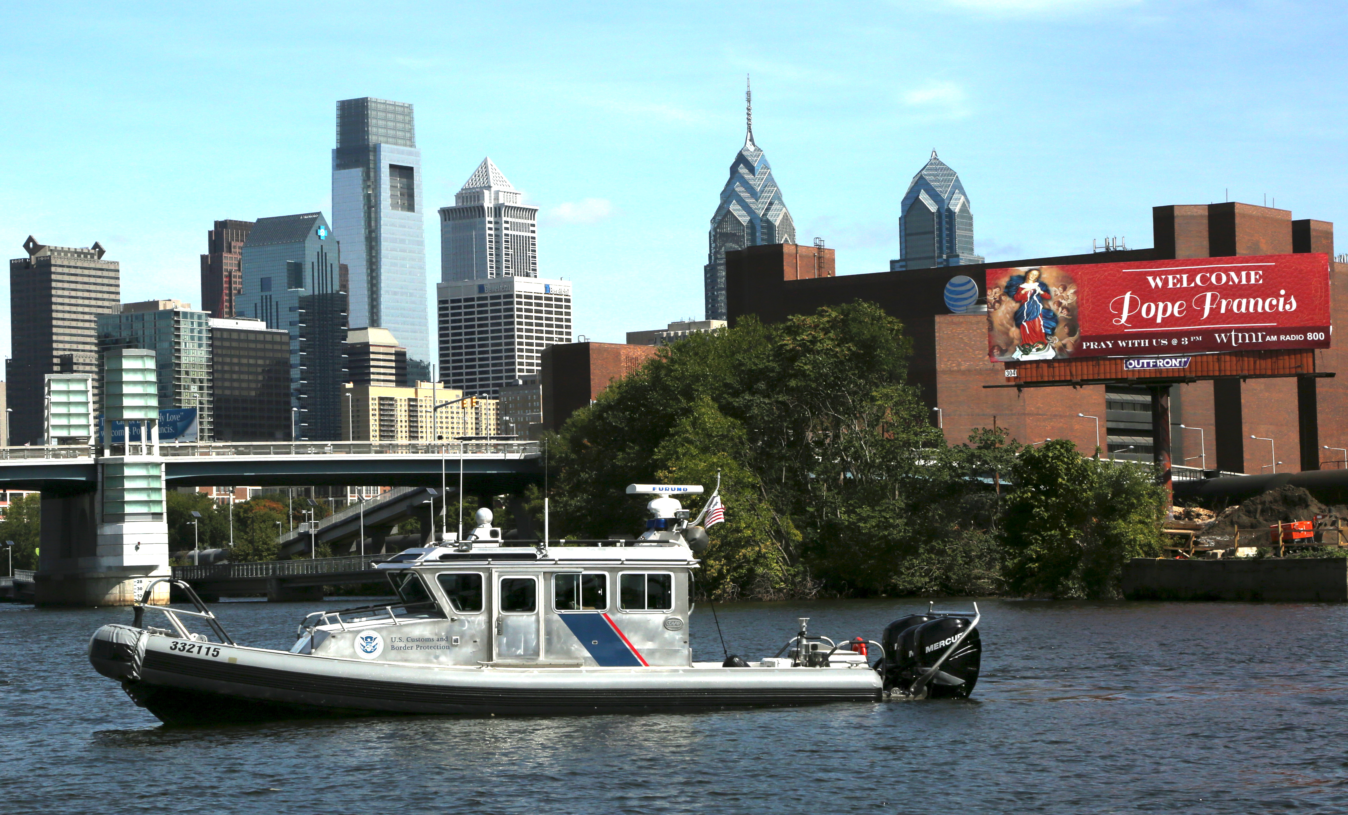 Marine Interdiction Agents patrol the Schuykill River in Philadelphia, PA