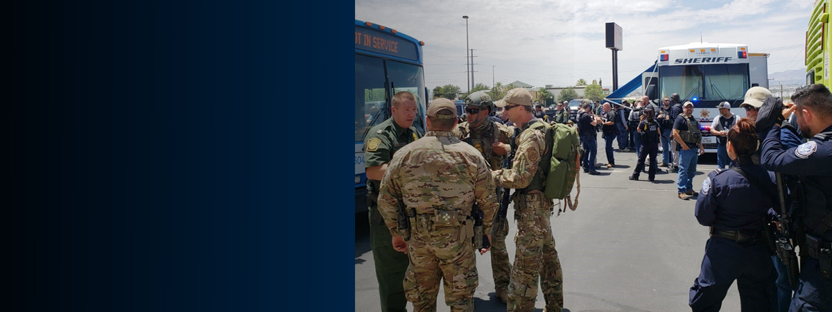 Photograph of CBP officers and agents responding to a recent El Paso incident