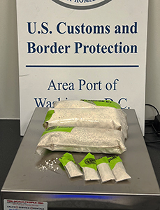 U.S. Customs and Border Protection officers seized 798 grams of heroin and Metropolitan Washington Airports Authority Police officers arrested a Guatemalan woman at Washington Dulles International Airport on October 27, 2024.