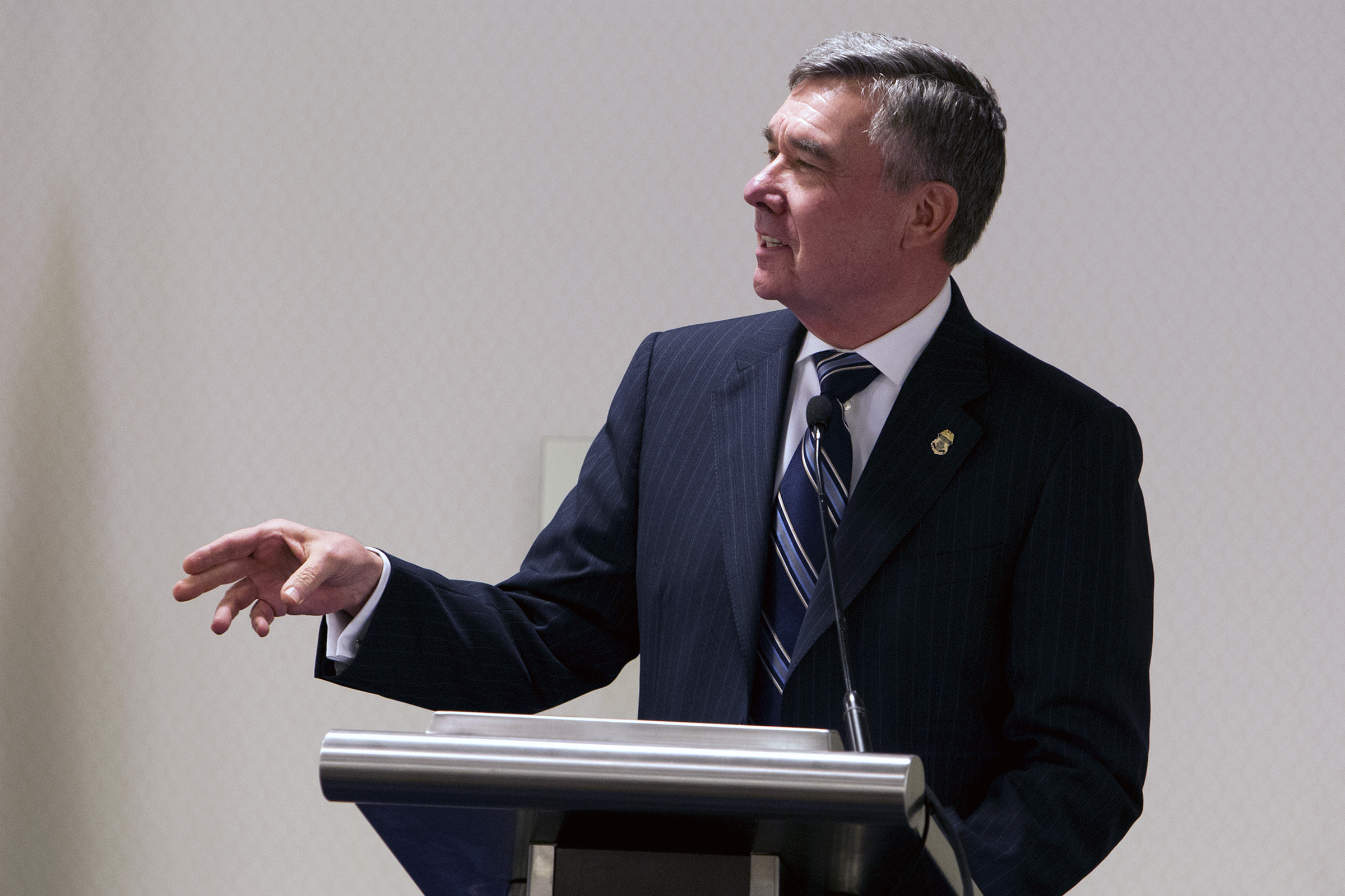 Photo of Kerlikowske addressing the audience at the March 2014 East Coast Trade Symposium in Washington, D.C.