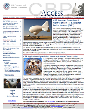 Image of CBP Access: A Newsletter for Members of Congress and Staff