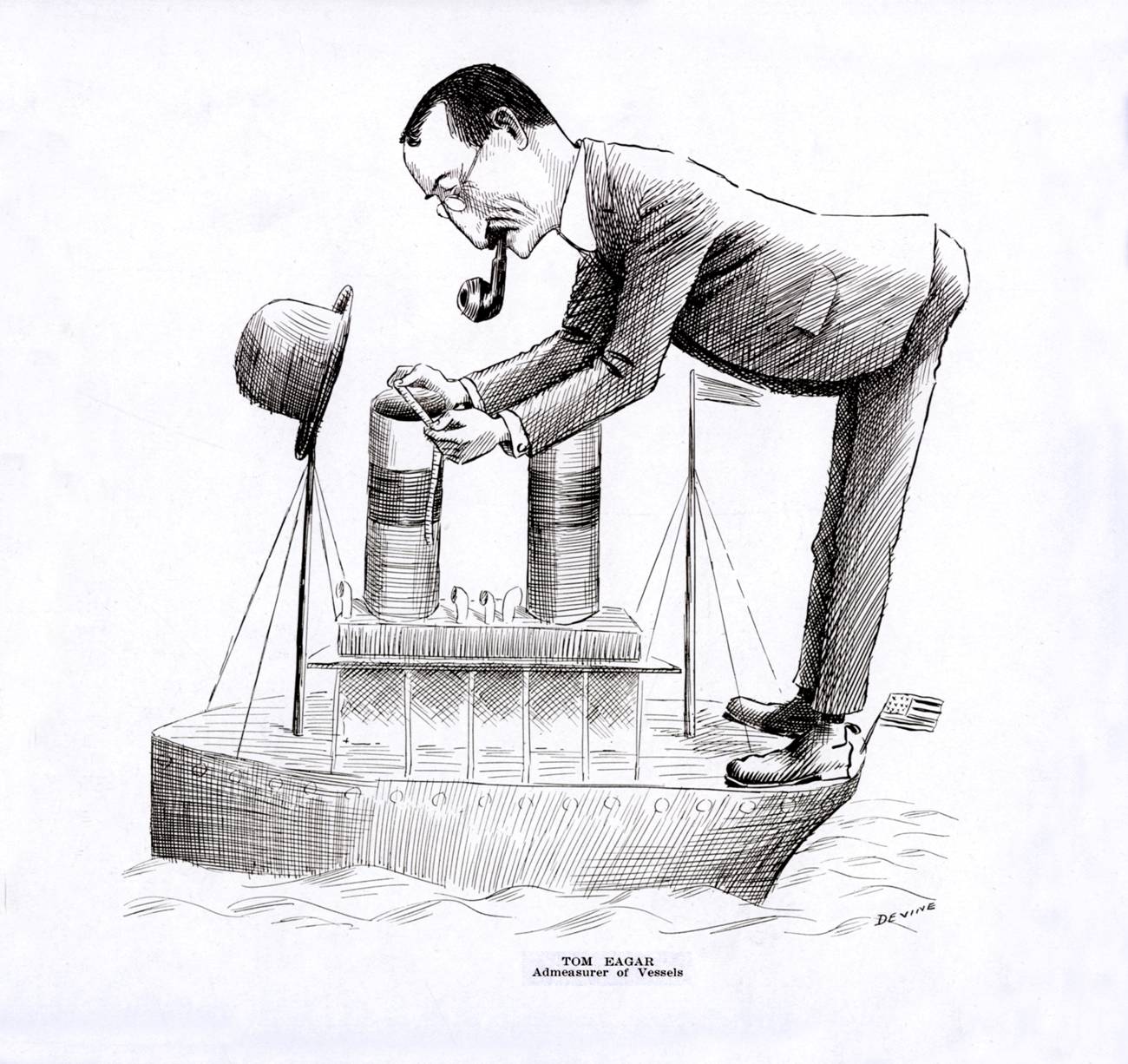 Thomas C. Eagar, Admeasurer of ships by caricaturist and Customs Examiner Patrick B. Devine.