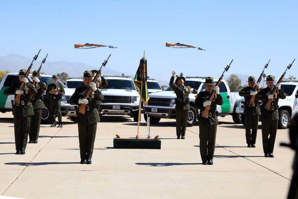 Precision firearm movement as performed by the Honor Guard Drill Team at a drill competition held April 3 at Davis-Monthan Air F