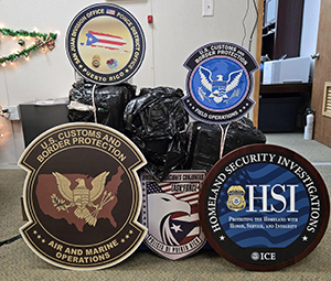 CBP Air and Marine interdiction agents seized 451 pounds of cocaine from a yola near Mona Island, P.R., on December 22, 2024.