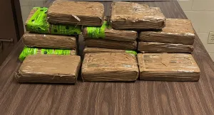 Packages containing 35 pounds of cocaine seized by CBP officers at Progreso Port of Entry.