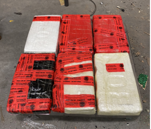 Packages containing 14 pounds of cocaine seized by CBP officers at Gateway to the Americas Bridge.