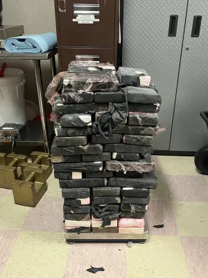 Packages containing 245 pounds of cocaine seized by CBP officers at Brownsville Port of Entry.