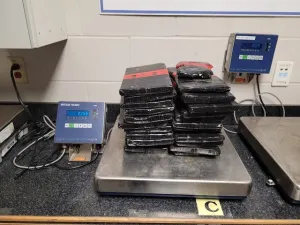 Packages containing 38 pounds of cocaine seized by CBP officers at Del Rio Port of Entry.