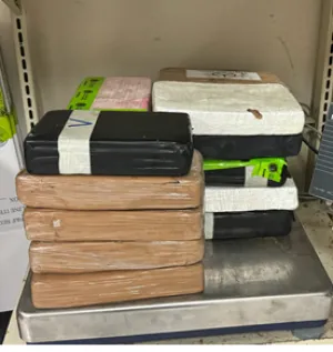 Packages containing 48 pounds of cocaine seized by CBP officers at Progreso International Bridge.