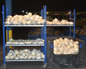Packages containing 923 pounds of methamphetamine seized by CBP officers at World Trade Bridge.