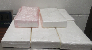 Packages containing 17.94 pounds of cocaine seized by CBP officers at Anzalduas International Bridge.