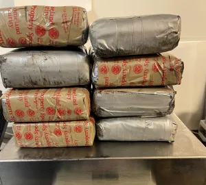 Packages containing nearly 21 pounds of cocaine seized by CBP officers at Eagle Pass Port of Entry. 