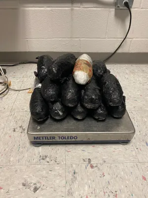 Packages containing more than 23 pounds of methamphetamine seized by CBP officers at Eagle Pass Port of Entry.