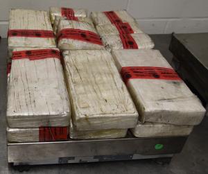 Packages containing nearly 28 pounds of cocaine seized by CBP officers at Laredo Port of Entry.