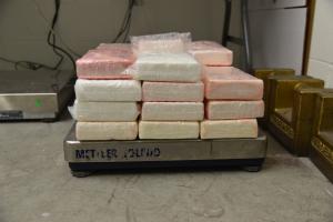 Packages containing nearly 53 pounds of cocaine seized by CBP officers at Laredo Port of Entry.