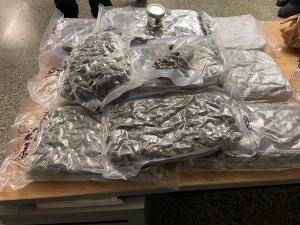 Approximately 13 pounds of vacuum-sealed marijuana discovered in a vehicle at the Peace Bridge border crossing, Buffalo New York.