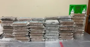 Packages containing 208 pounds of cocaine seized by CBP officers at Hidalgo International Bridge.