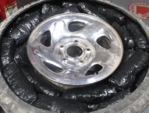 spare tire with dangerous drugs concealed within