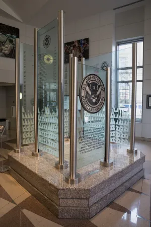 The U.S. Customs and Border Protection’s Valor Memorial, located at the 14th St. entrance of CBP Headquarters, in Remembrance Hall, in Washington, D.C.