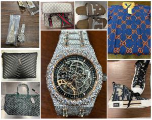 Counterfeit merchandise seized as Intellectual Property Rights violations at the Rochester, N.Y. Port of Entry..