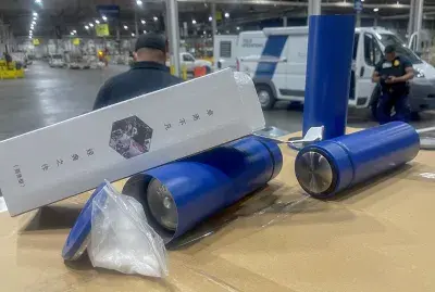 ATL officers find ketamine in thermos shipment. 