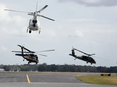 Three Air and Marine Operations assets depart an airport