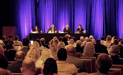 Panelists in a breakout session sit before the audience at the CBP 2022 Trade Summit in Anaheim, California. 