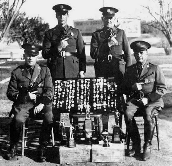 Border Patrol championship pistol shooting team, El Centro, California, during the 1930s.