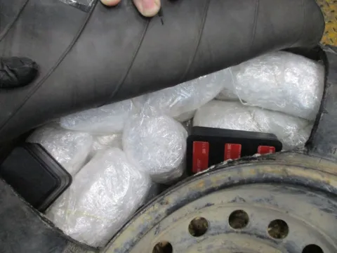 Narcotics concealed in vehicle tire