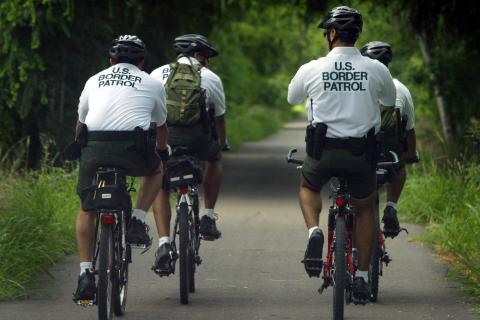 U.S. Border Patrol bicycle unit on patrol in McAllen, Texas.