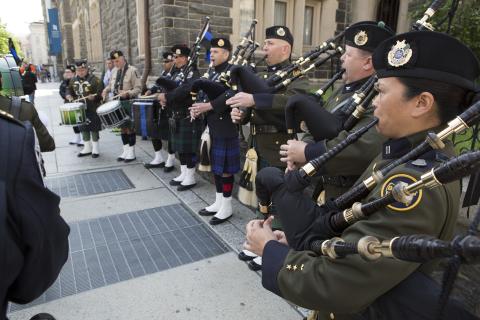 CBP Pipes and Drum Honor Guard performs at Blue Mass.