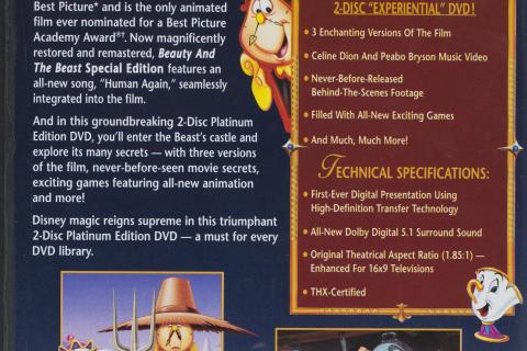 Photo of real Beauty and the Beast DVD back cover