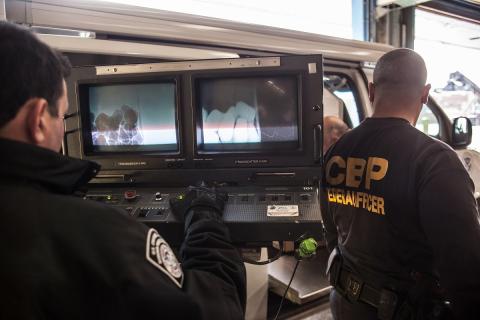CBP officers use advanced X-ray technology to inspect incoming food at New York entry.