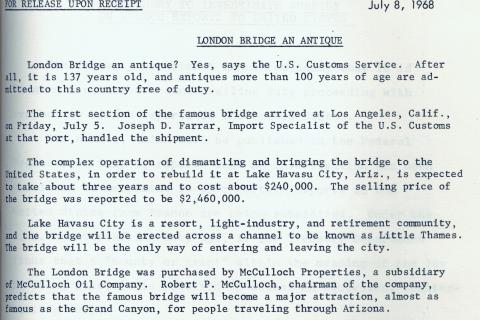 US Customs Declaration Made London Bridge the World's Largest Antique Ever Sold