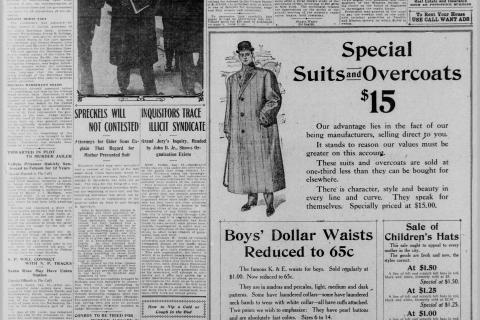 The San Francisco Call's front page details Rockefeller's work on white slavery.