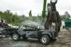 Photo of a fraudulent Land Rover Defender being destroyed in August 2013.