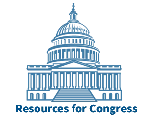 Graphic image of United States Capitol with text Resources for Congress