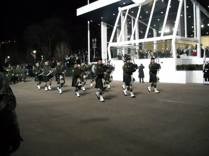 U.S. Border Patrol Pipes and Drums. Inaugural Parade 2009. The USBP P&D were joined by the Border Patrol Color Guard, marching platoon, and Spokane Sector's Project Noble Mustang Mounted Unit - 19 wild horses that were adopted through the U.S. Bureau of Land Management's (BLM) Wild Horse and Burro Program.