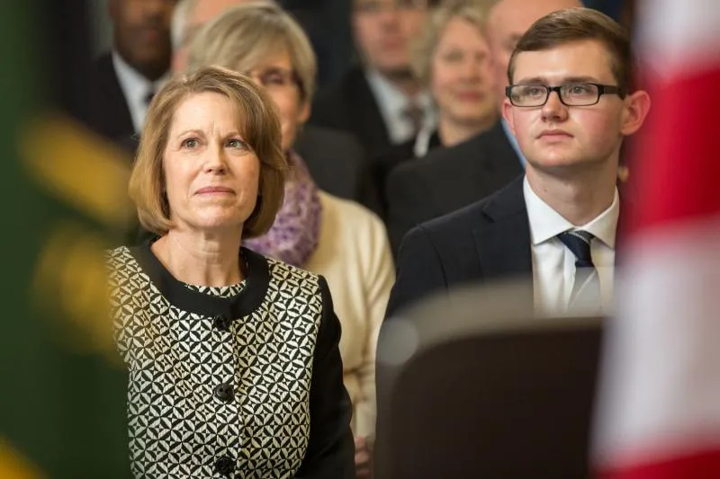 Teresa and Alex Winkowski, the wife and son of former CBP Acting Commissioner Winkowski, were in attendance at the ceremony at CBP headquarters.