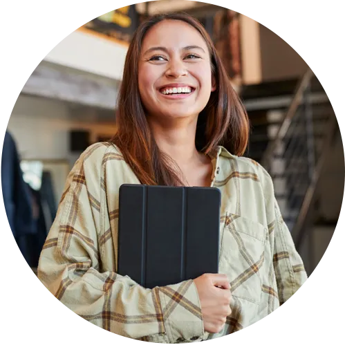 women holding a tablet