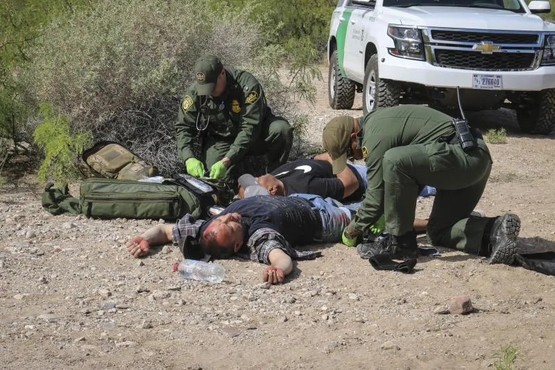 USBP Agents conducting mock rescue