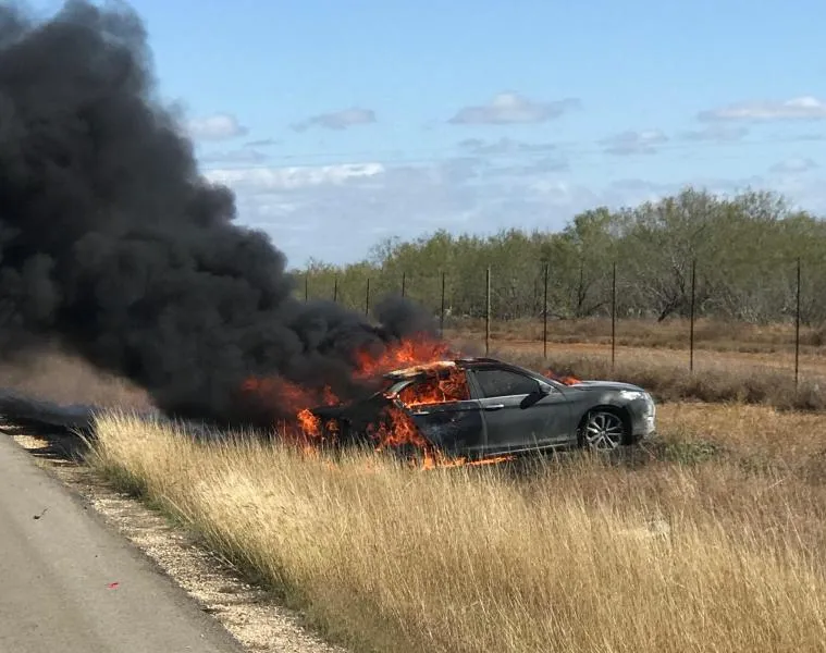 The bailout caused a vehicle and grass fire.