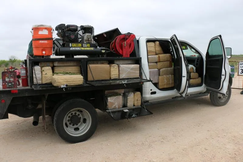 Border Patrol agents seized 1,728 pounds of marijuana hidden in a utility truck near Hebbronville, Texas